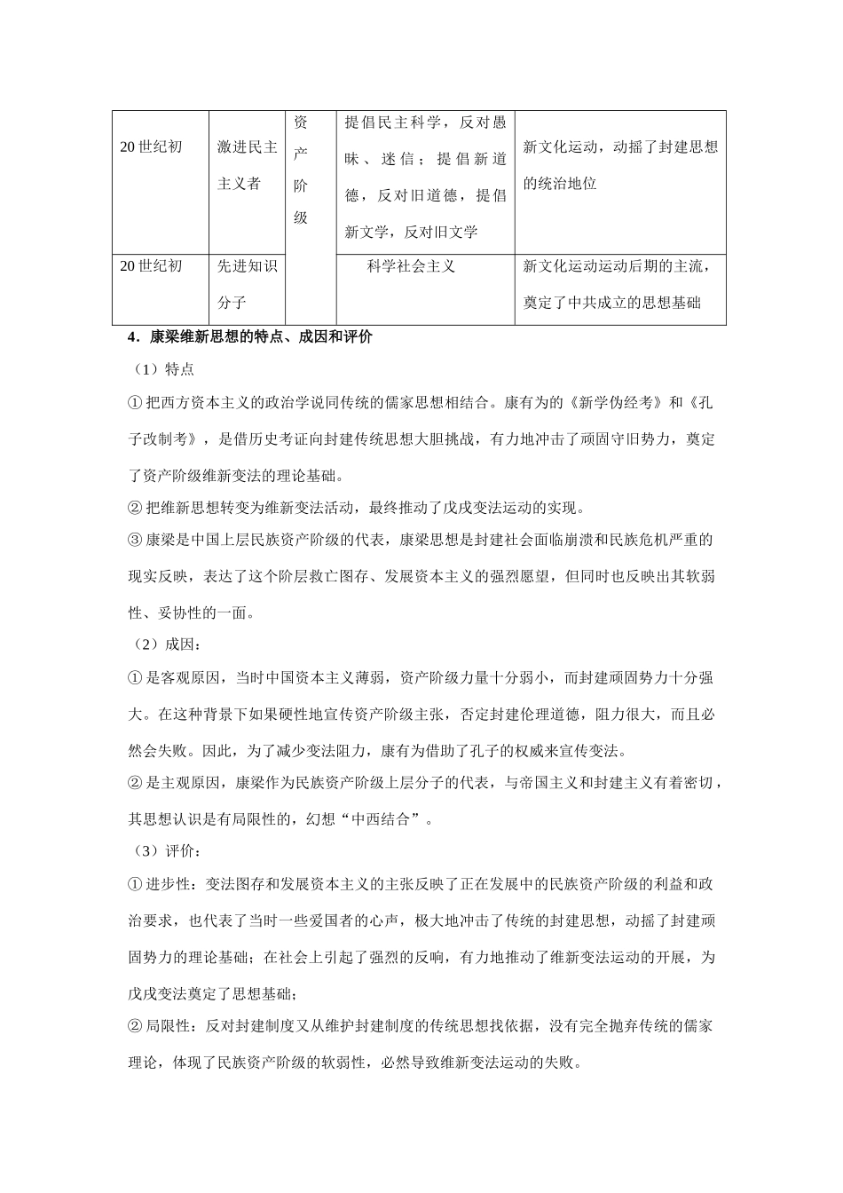 2011版高考历史一轮复习 第二十一单元《近代中国的思想解放潮流》单元复习精品学案 必修3_第3页