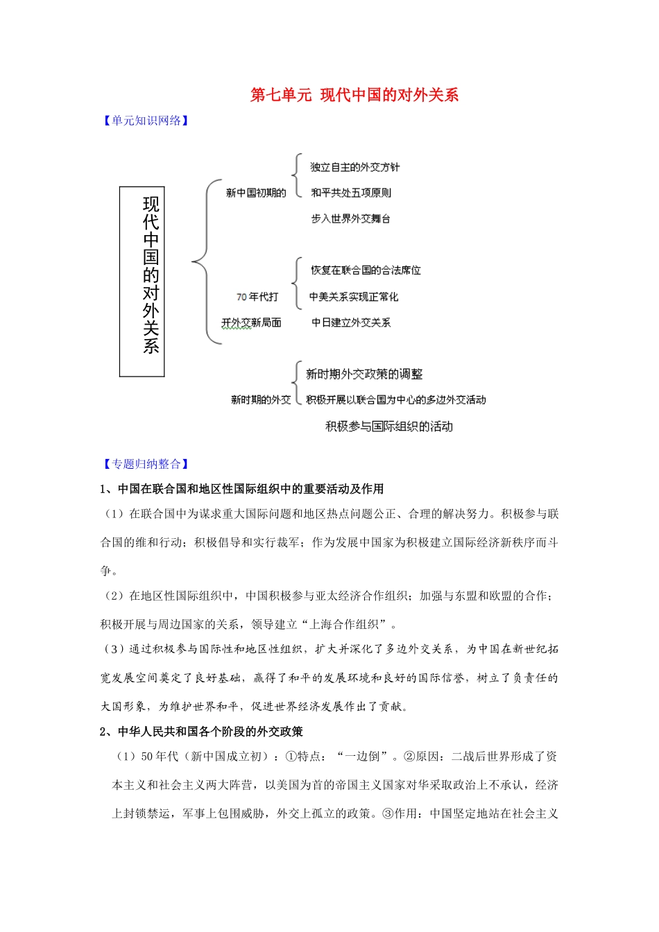 2011版高考历史一轮复习 第七单元《精品学案 必修1_第1页