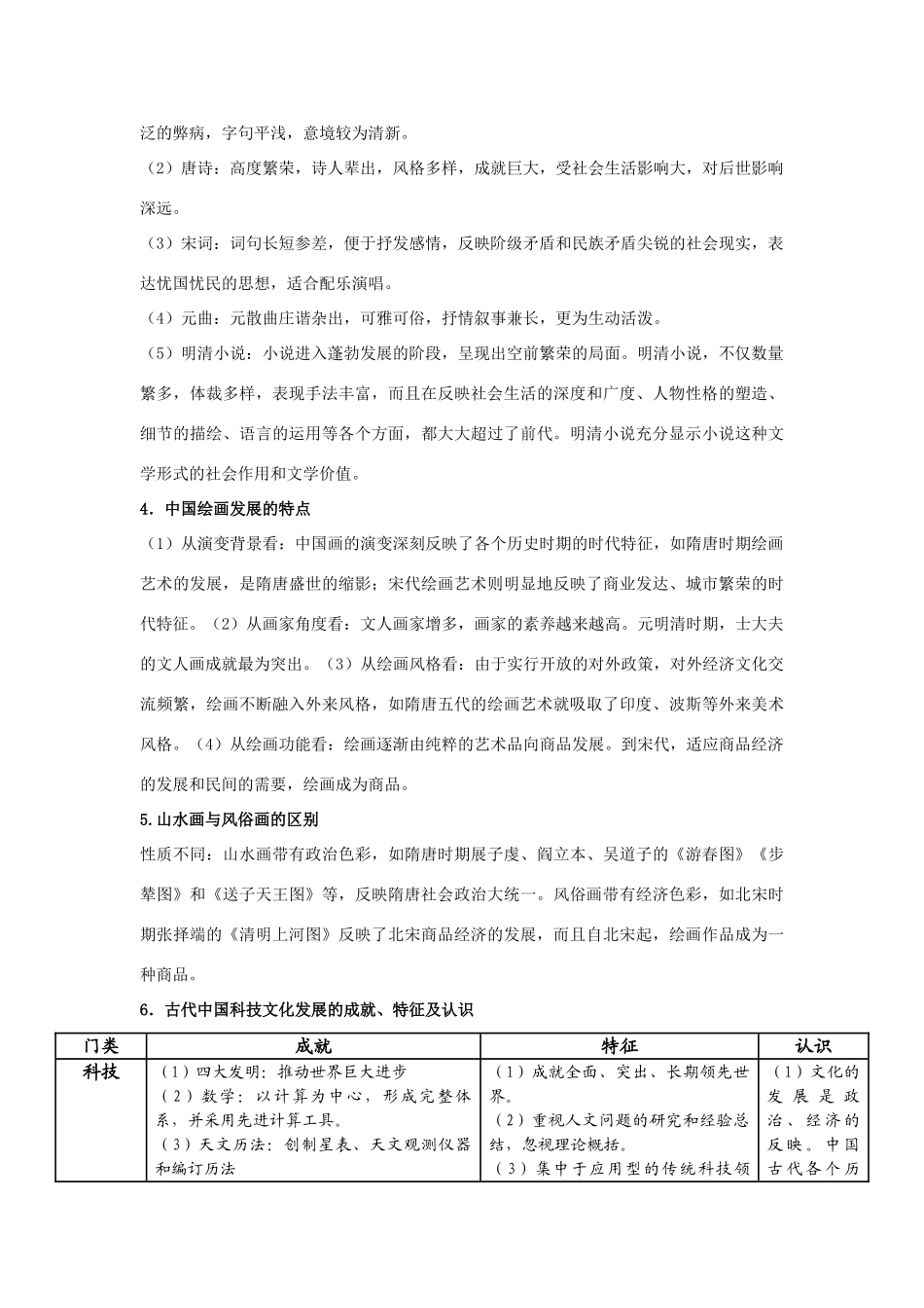 2011版高考历史一轮复习 第十九单元《古代中国的科学技术与文学艺术》单元复习精品学案 必修3_第3页