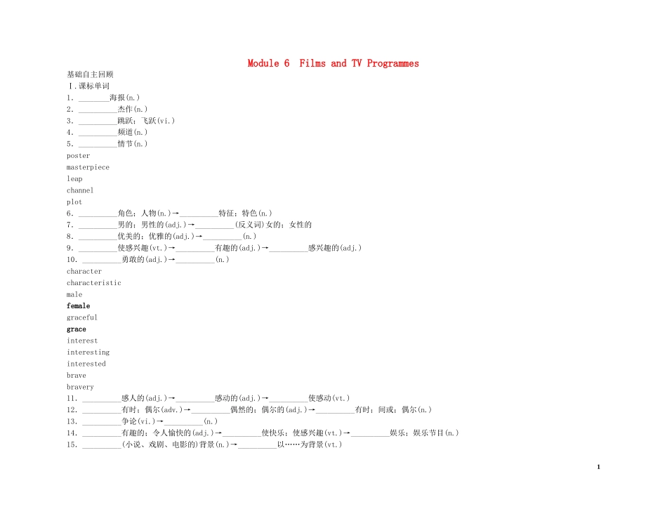 2011高考英语（外研版）总复习 学案：Module6 Films and TV Program me（必修2）_第1页