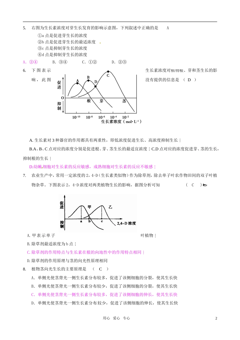 2011版高考生物一轮复习 第3章 植物的激素调节精品学案 新人教版必修2_第2页