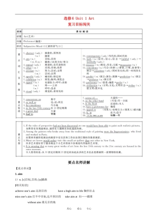 2011版高考英语一轮复习 Unit1 Art精品学案 新人教版选修6