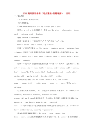 2011高考英语备考（考点聚焦+名题导解）名词