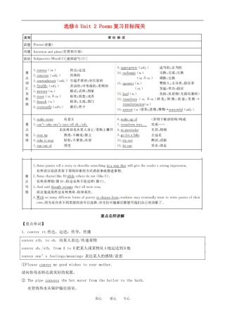 2011版高考英语一轮复习 Unit2 Poems精品学案 新人教版选修6