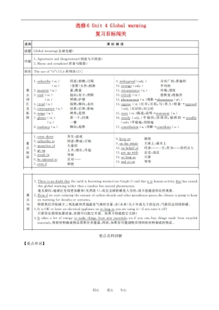 2011版高考英语一轮复习 Unit4 Global warming精品学案 新人教版选修6