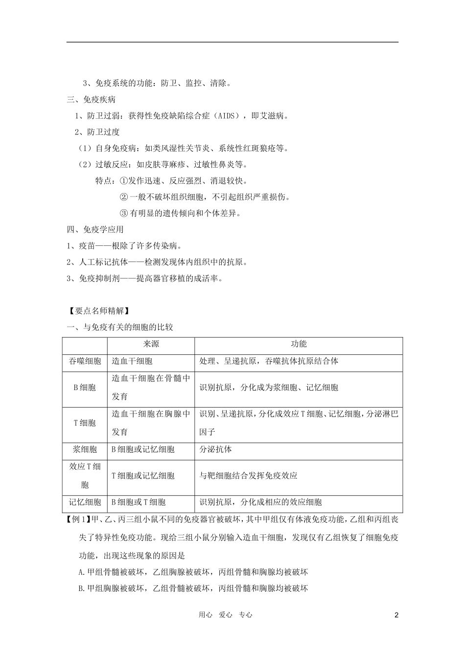 2011高考生物一轮复习 2.3 免疫调节精品复习学案 必修3_第2页