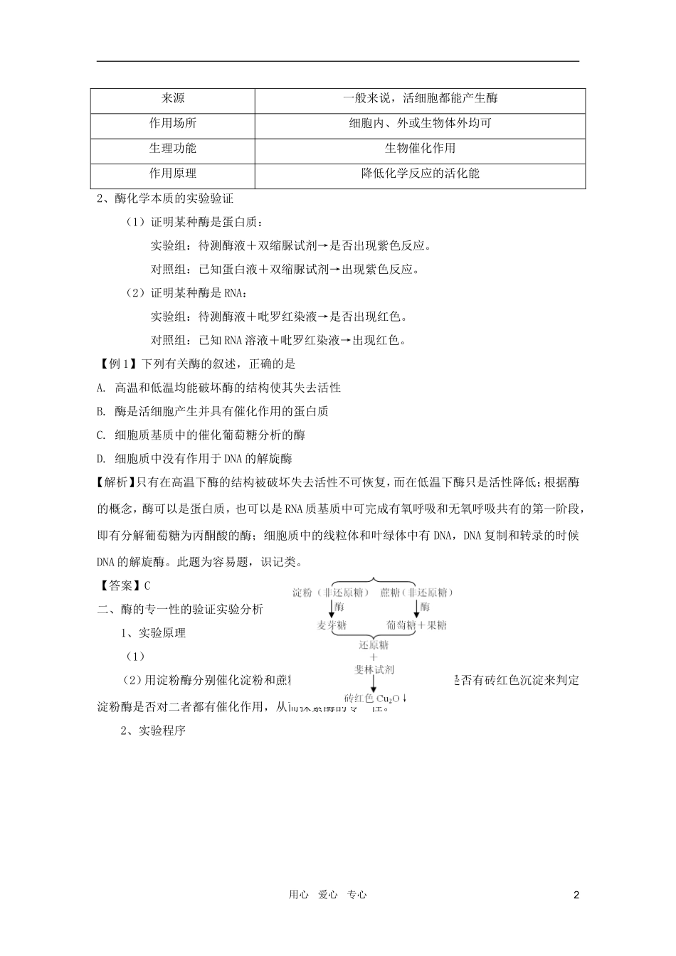 2011高考生物一轮复习 5.1 降低化学反应活化能的酶精品复习学案 必修1_第2页