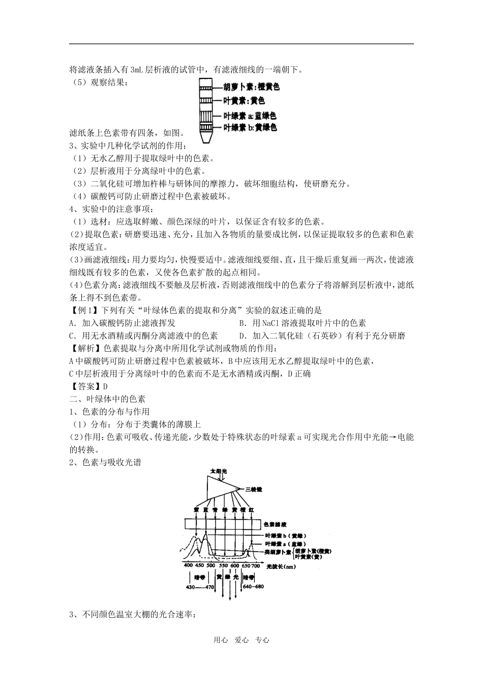 2011高考生物一轮复习 5.3 能量之源 光与光合作用精品复习学案 必修1_第3页