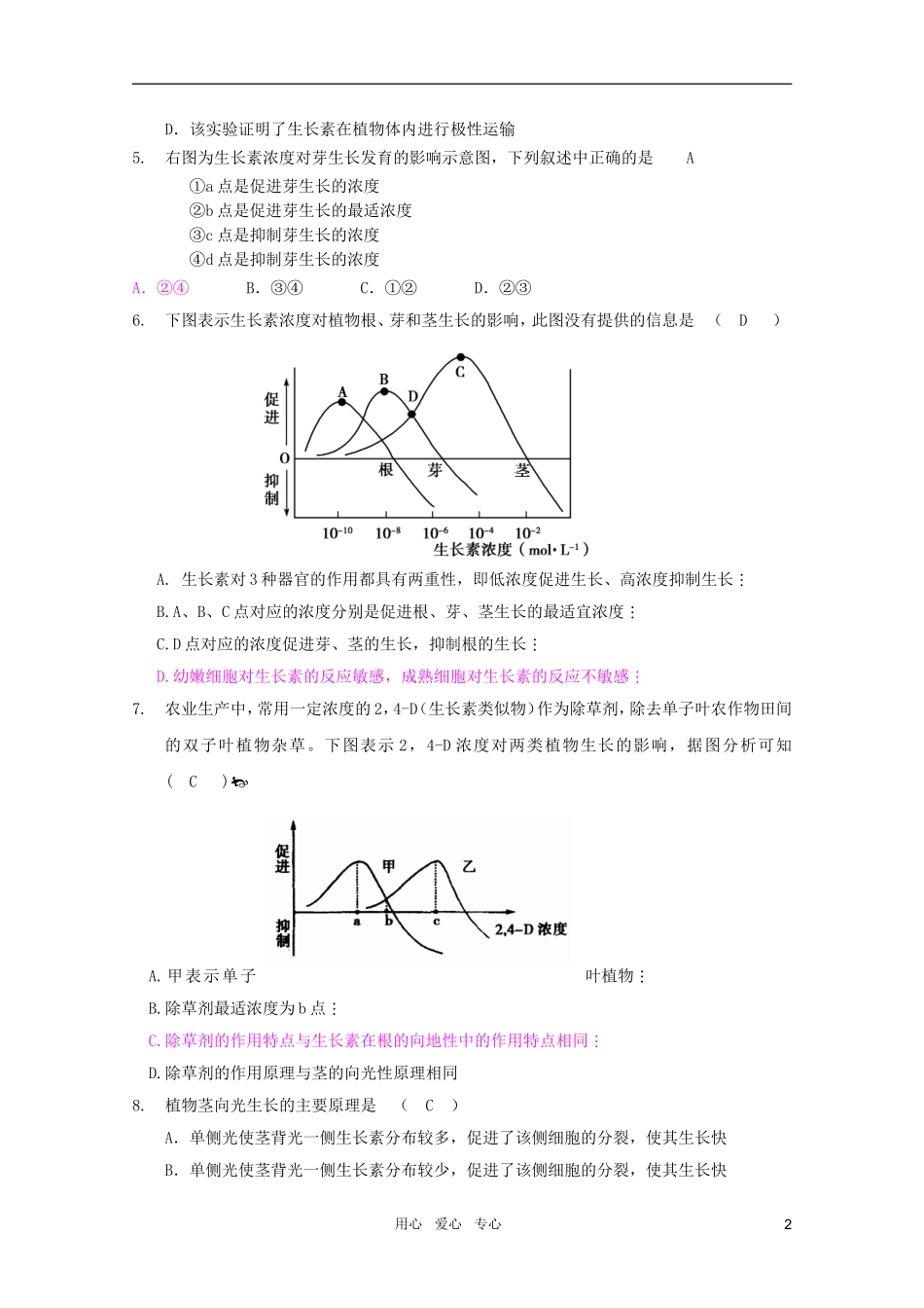 2011高考生物一轮复习 第3章 植物的激素调节精品复习学案 必修3_第2页
