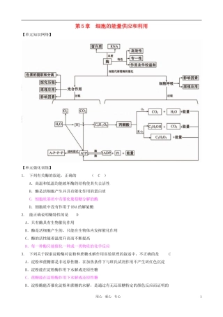 2011版高中生物一轮复习 第5章 细胞的能量供应和利用精品学案 新人教版必修1