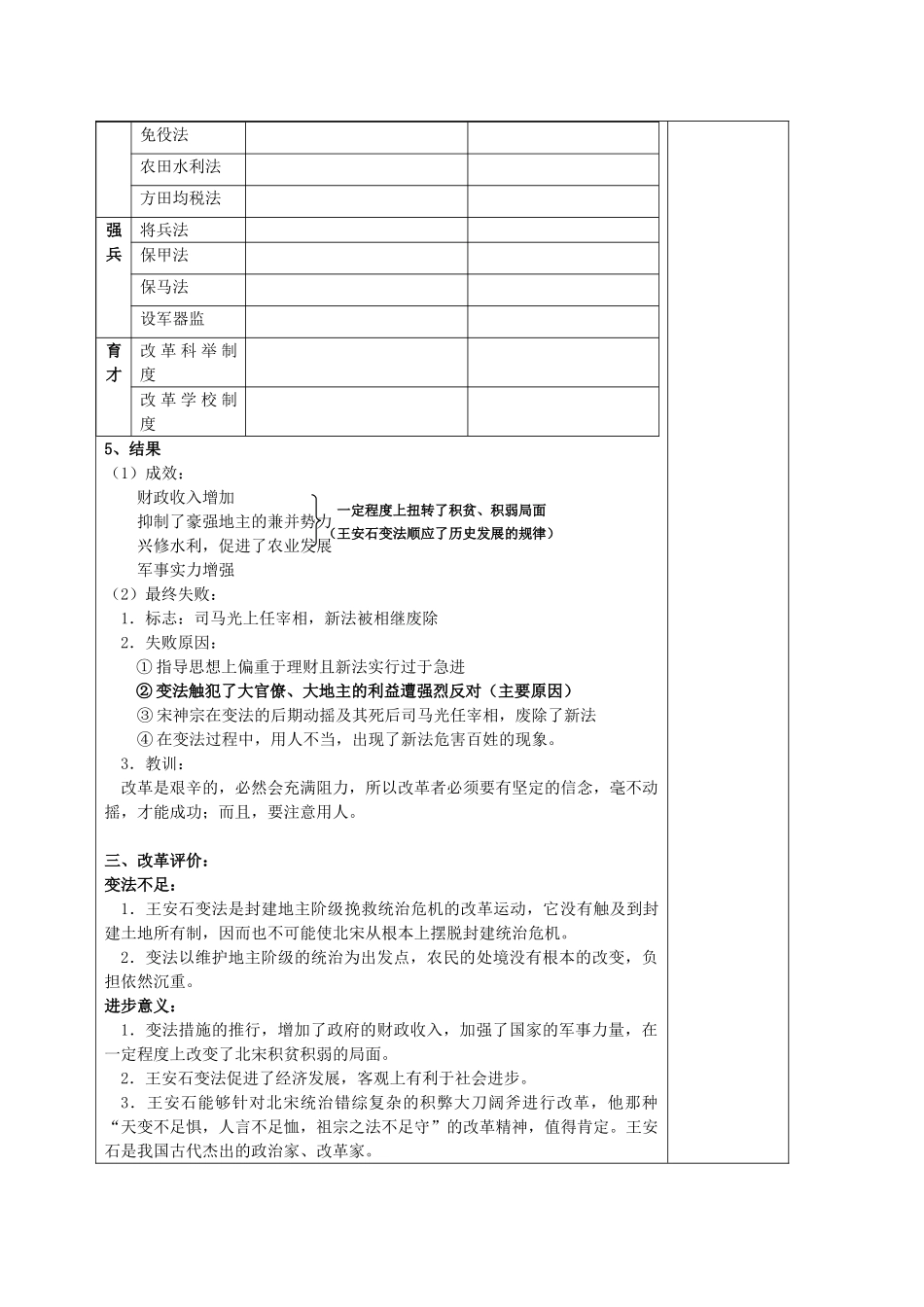 2011高三历史复习 王安石变法精品学案_第3页