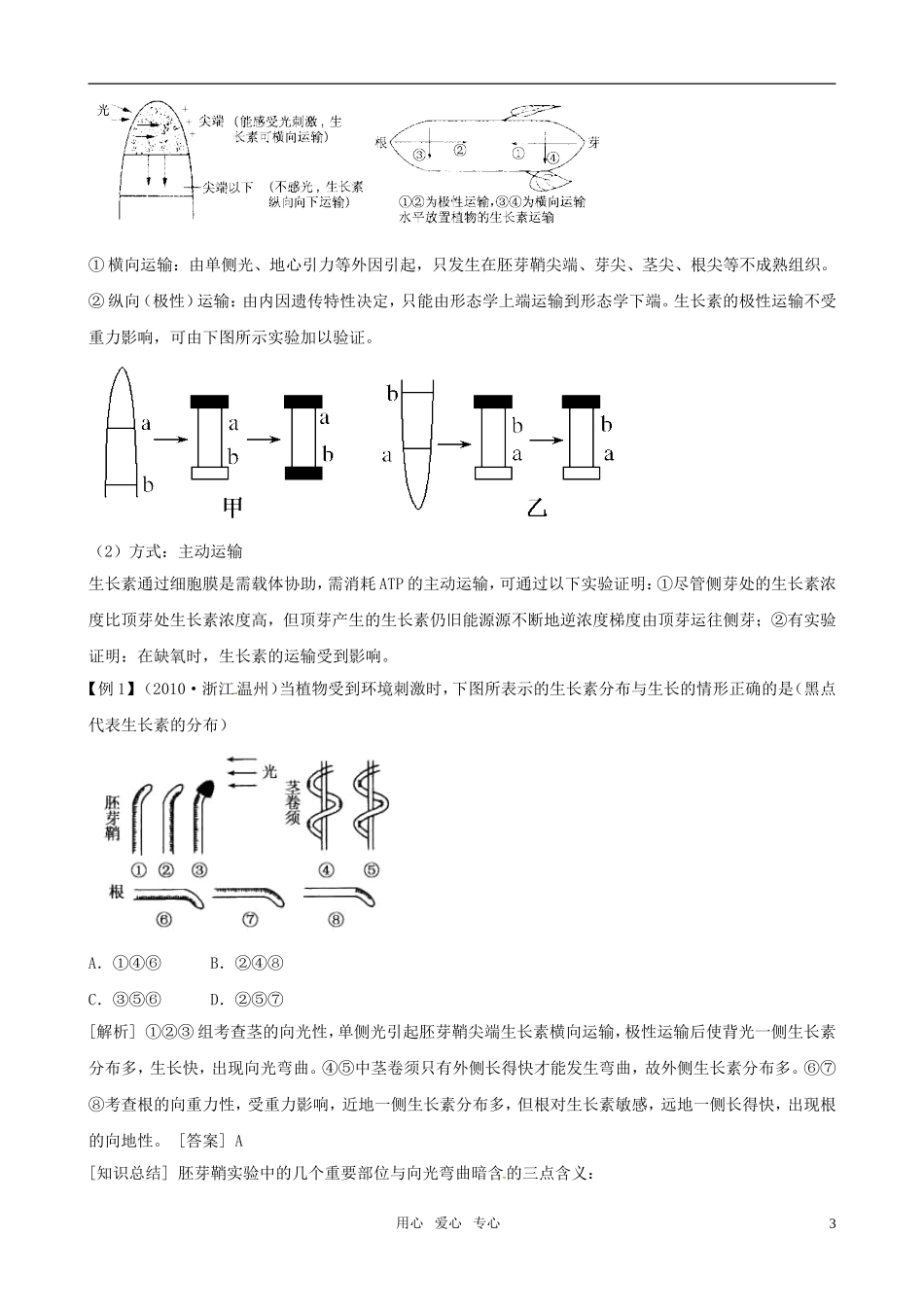 2011高三生物二轮复习 专题5 个体的稳态与调节1 植物的激素调节学案_第3页
