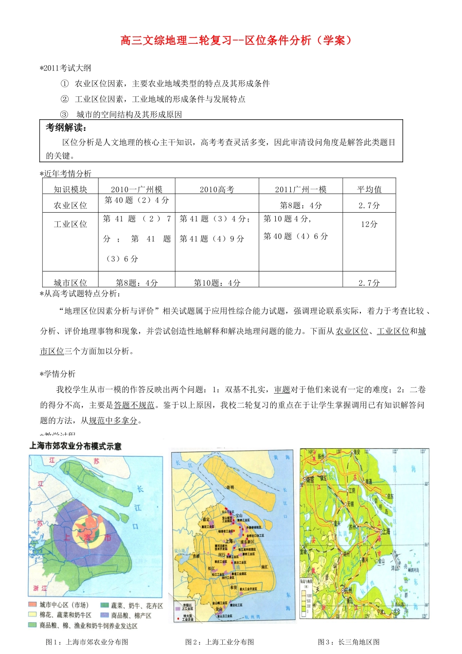 2011高考文综二轮复习 区位条件分析学案5（地理部分）人民版_第1页