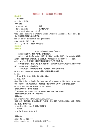 2011高三英语第一轮总复习 Module5 Ethnic Culture金品学案 外研版选修7