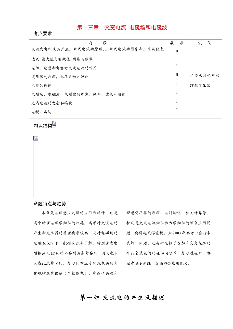 2011高考物理 交变电流复习教案 电磁波_第1页