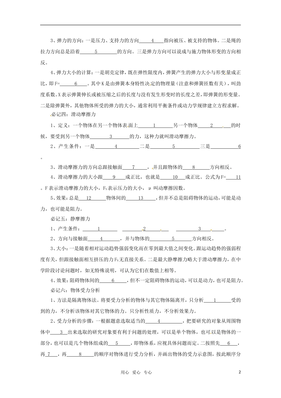 2011高考物理必备知识 力学中的三种常见力物体受力分析导学案　旧人教版_第2页