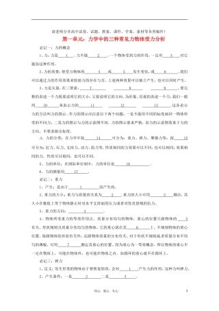 2011高考物理必备知识 力学中的三种常见力物体受力分析导学案　旧人教版