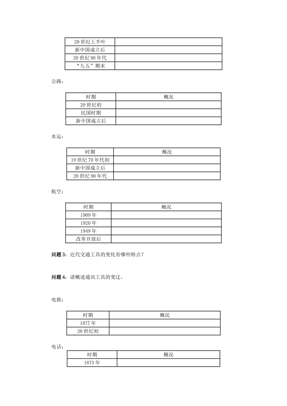 2011高中历史 第15课《交通工具和通讯工具的进步》学案 新人教版必修2 _第3页