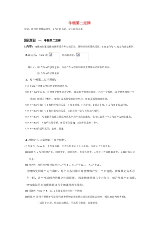 2011高考物理一轮复习 3.2 牛顿第二定律总教案