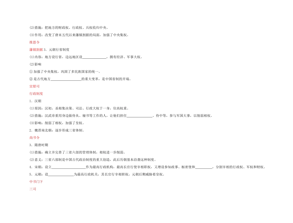 2011高中历史总复习 第3课 从汉至元政治制度的演变37精品学案 新人教版_第2页