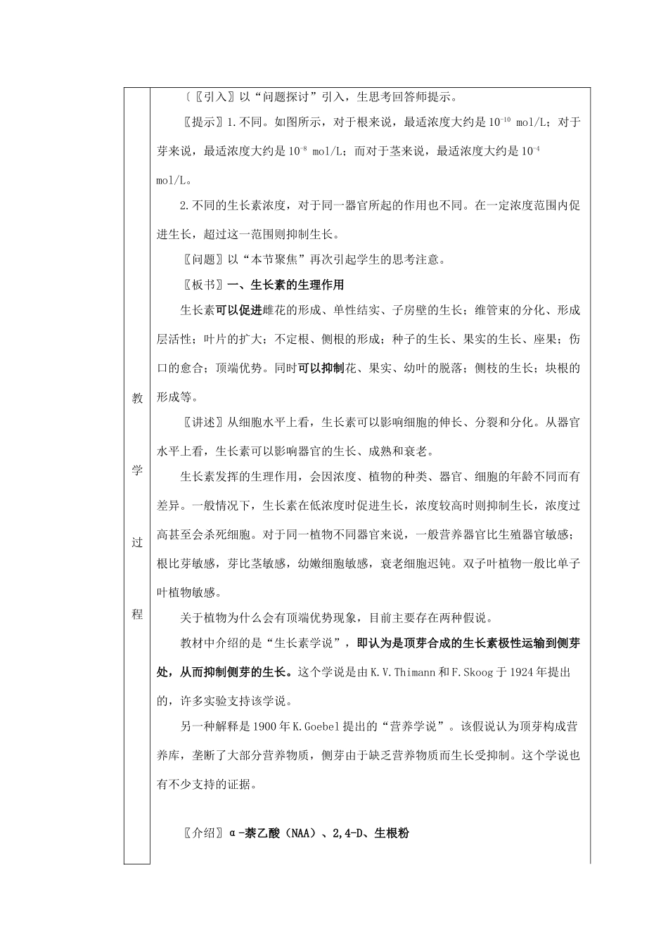 2011高中生物 3.2《生长素的生理作用》同步教案 新人教版必修3_第2页