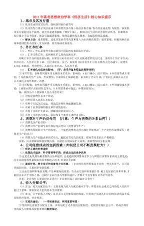 2011高考政治 核心知识提示素材 新人教版