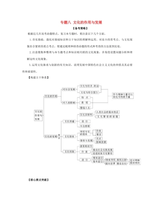 2011高考政治二轮复习 专题8 文化的作用与发展学案