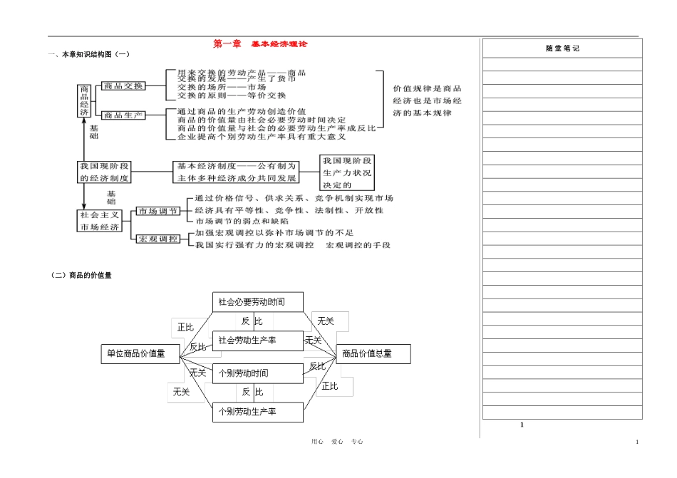 2011高中政治二轮复习 第一章  基本经济理论教案 新人教版_第1页