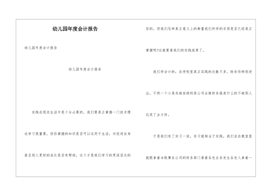 幼儿园年度会计报告_第1页