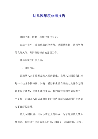 幼儿园年度总结报告