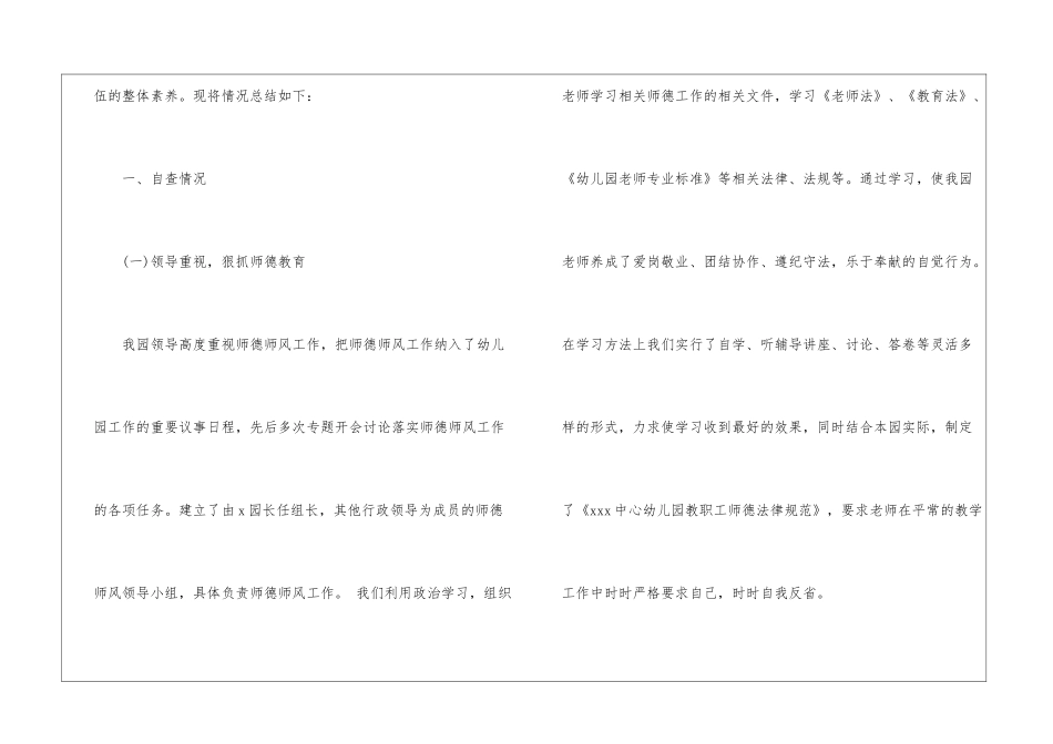 幼儿园教师师德师风自查报告_第2页