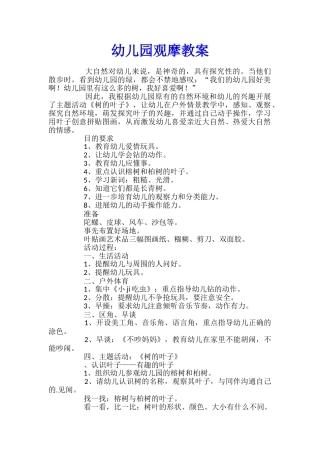 幼儿园观摩教案