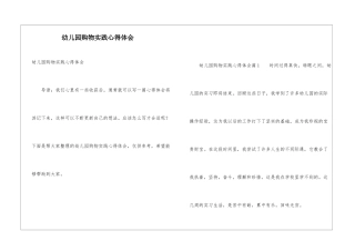 幼儿园购物实践心得体会