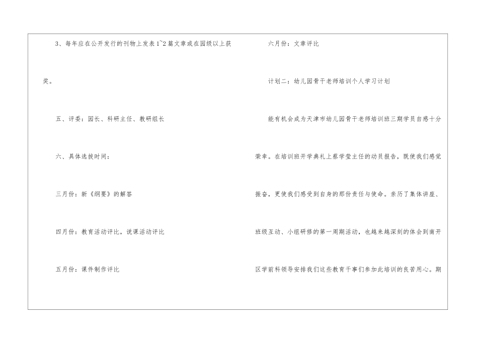 幼儿骨干教师工作计划4篇_第3页