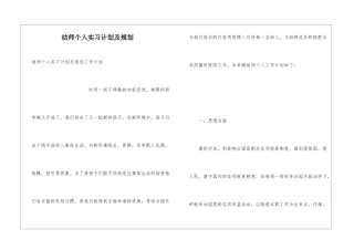 幼师个人实习计划及规划
