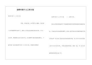 幼师中班个人工作计划