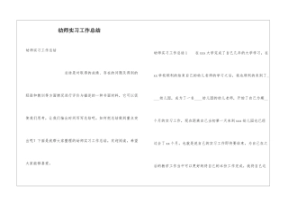 幼师实习工作总结