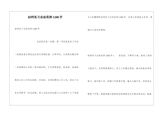 幼师实习总结范例1200字