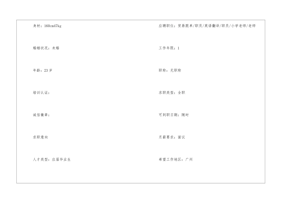 幼师求职简历模板_第2页