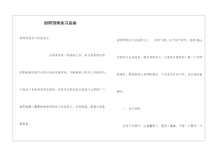 幼师顶岗实习总结