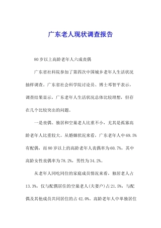 广东老人现状调查报告