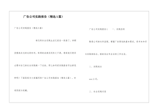广告公司实践报告(精选5篇)