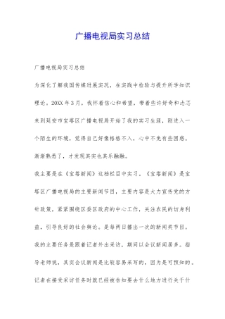 广播电视局实习总结-