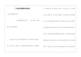 广电电话客服年终总结