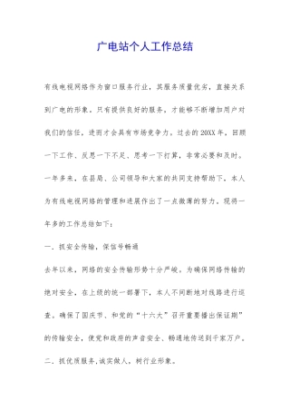 广电站个人工作总结-