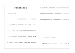 广电系统财务部计划