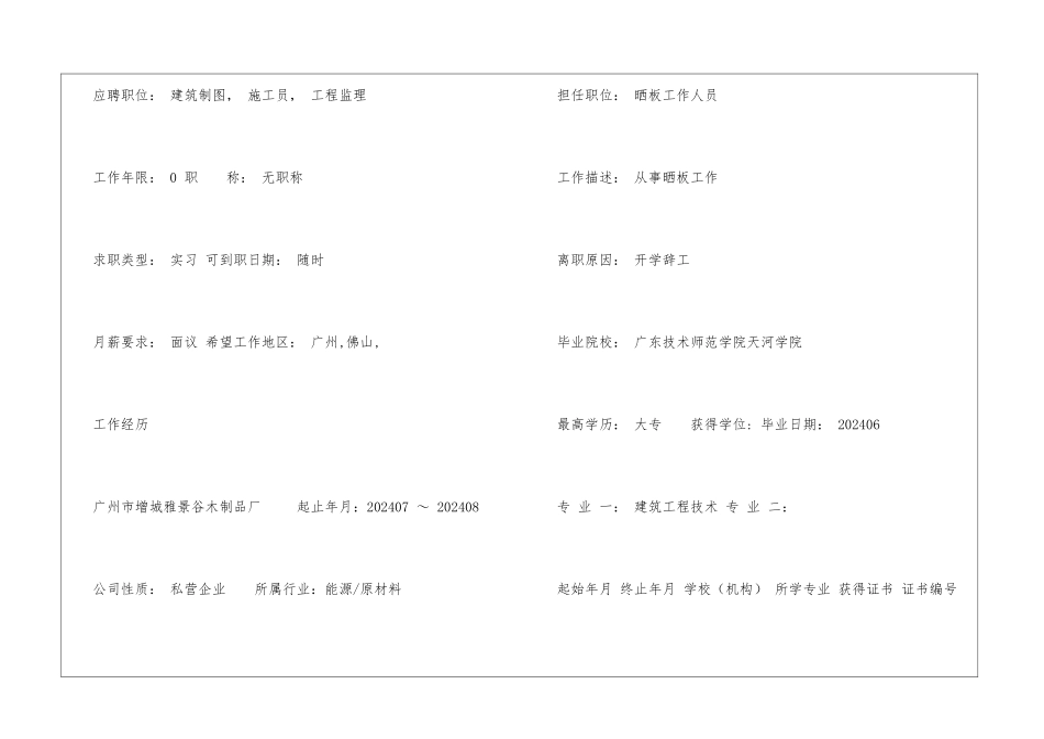 应届建筑工程技术毕业生实习个人简历_第2页