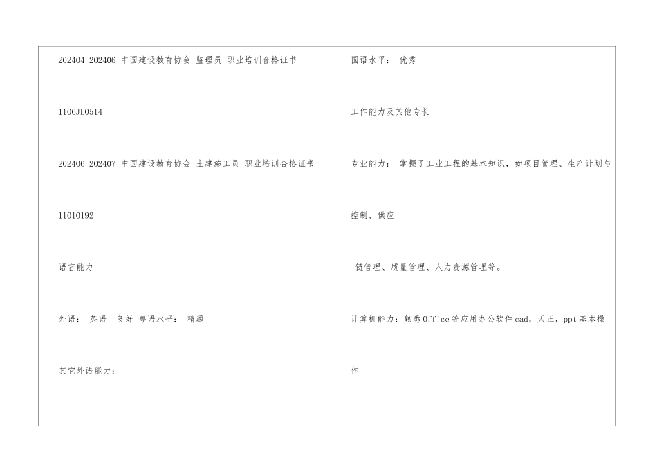 应届建筑工程技术毕业生实习个人简历_第3页