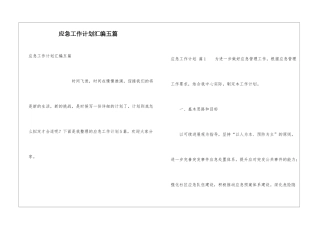 应急工作计划汇编五篇