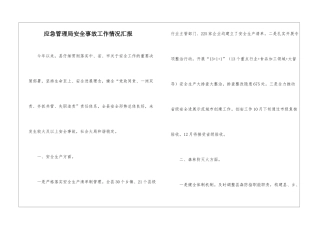 应急管理局安全事故工作情况汇报